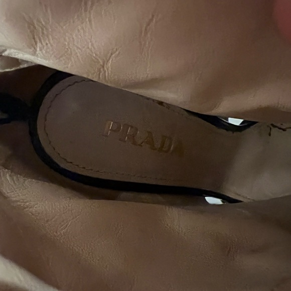 Prada Leather Peep Toe Platform Laced-up High Heel Bootie in Black, EU 37 - Picture 6 of 10